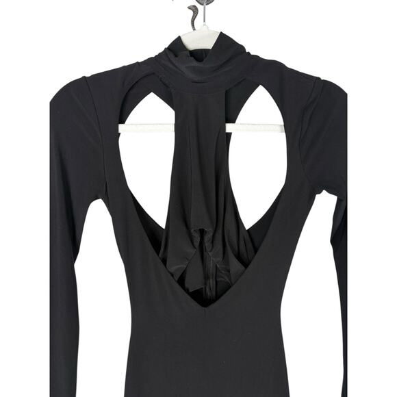 LaQuan Smith Cut Out Turtleneck Gown Maxi Statement Evening Sexy Black Size XS - Picture 6 of 11